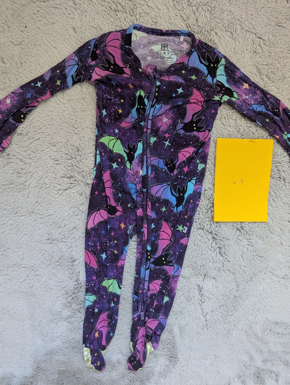 Bums & Roses Bamboo Viscose "Bat Attitude" Galaxy Double Zip Sleeper | 6-9M